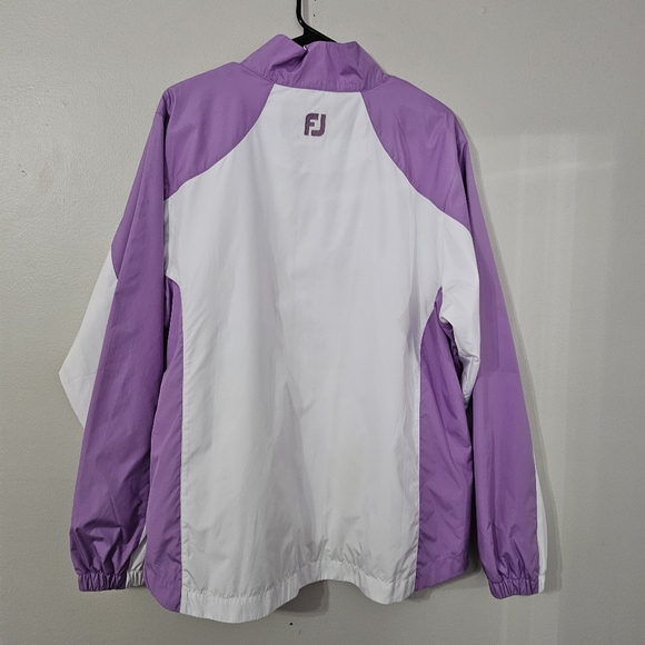 Footjoy FJ Women's X-Large Full-Zip Windbreaker Golf Jacket Purple/White Pockets - Picture 4 of 6